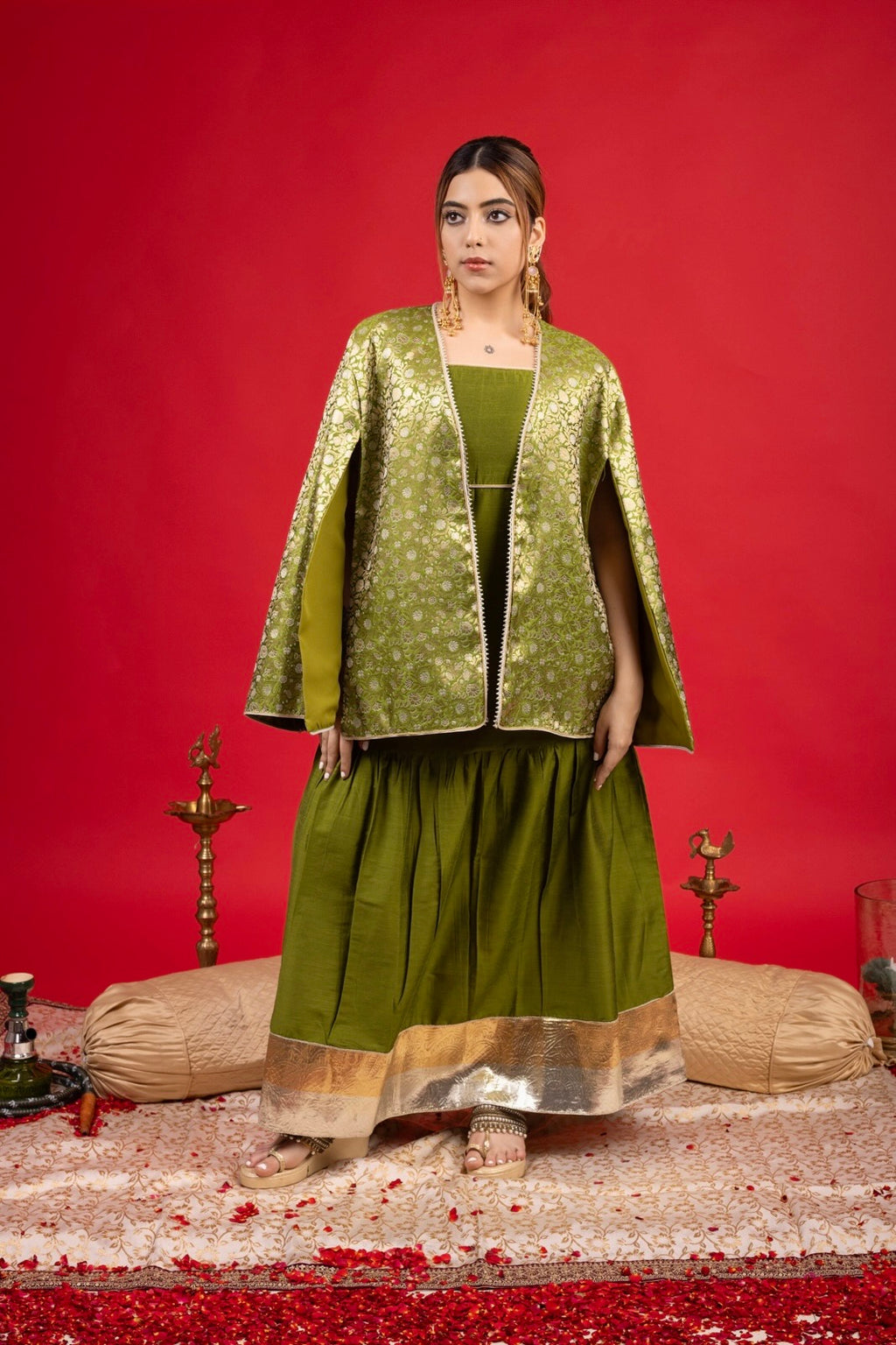 SAIBA MEHNDI CAPE DRESS