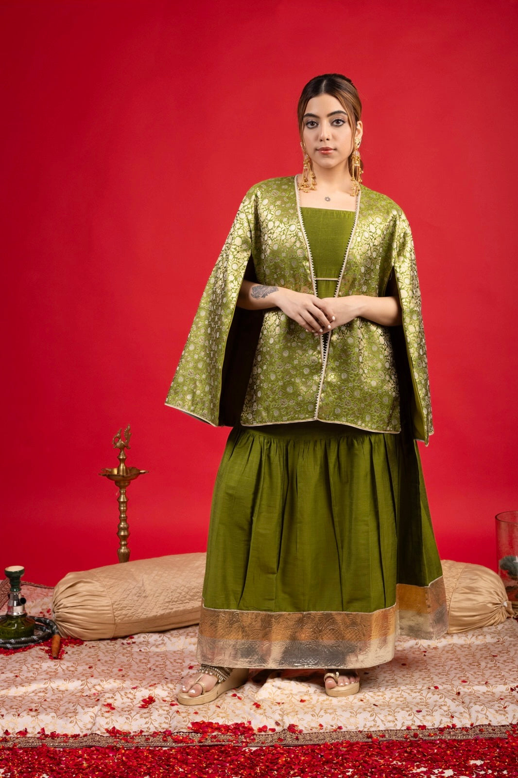 SAIBA MEHNDI CAPE DRESS