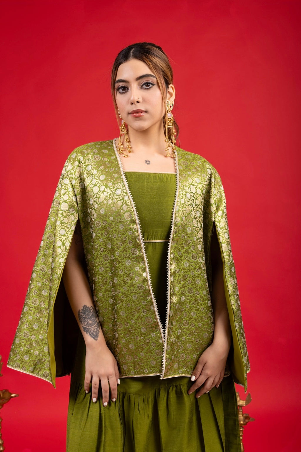 SAIBA MEHNDI CAPE DRESS